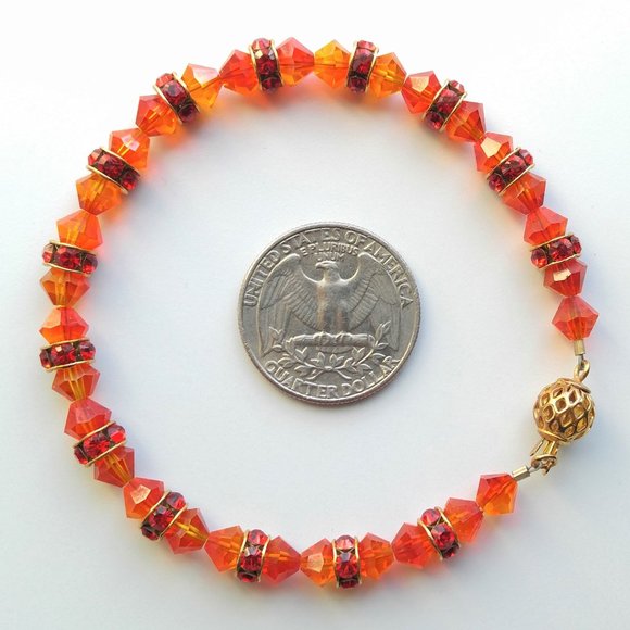 Handmade Swarovski Fire Opal and Siam Red Bracelet - Picture 5 of 5
